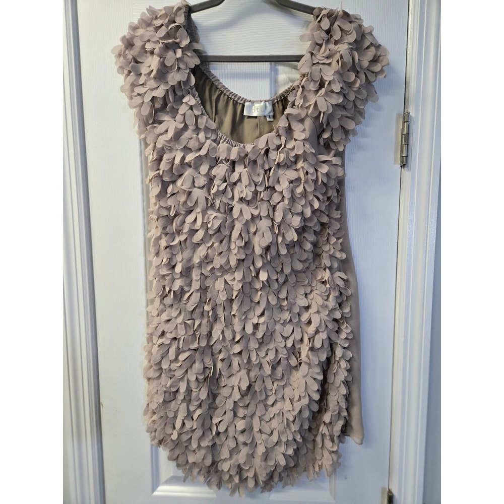 Lotus Taupe 3D Petal Floral Applique Mini Dress L Wbimsigoth Romantic Wedding